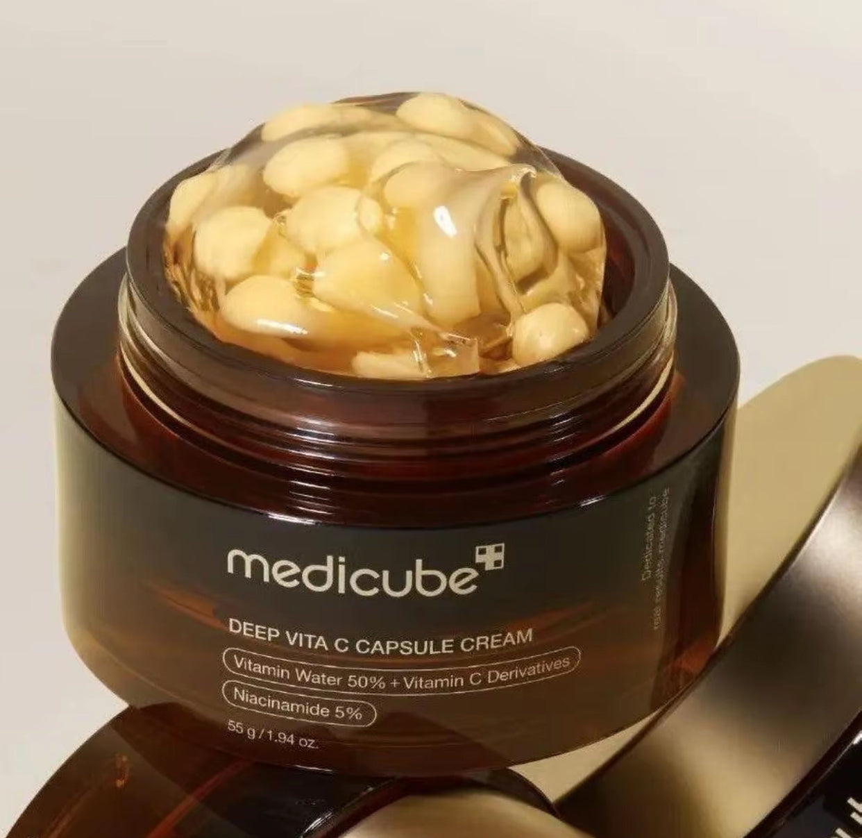 Crème Capsules à la vitamine C - Capsules de vitamines - Teint terne et irrégulier pour une peau glowy -Crème Boba Gold - 55g