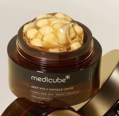 Crème Capsules à la vitamine C - Capsules de vitamines - Teint terne et irrégulier pour une peau glowy -Crème Boba Gold - 55g