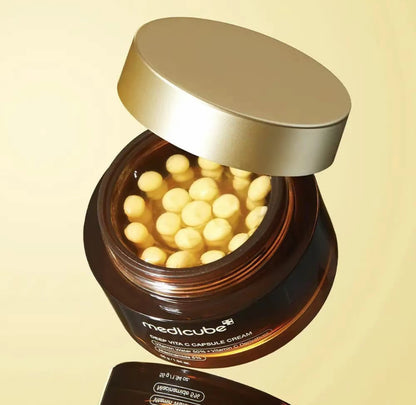 Crème Capsules à la vitamine C - Capsules de vitamines - Teint terne et irrégulier pour une peau glowy -Crème Boba Gold - 55g