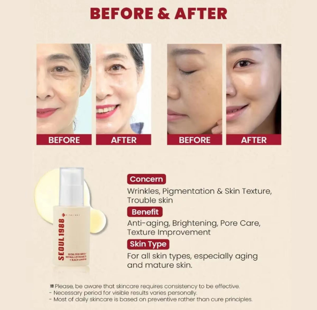 K-Secret - SEOUL 1988 - Sérum Rétinal Liposome 2% + Black Ginseng 30ml - Anti-âge